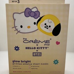 2- boxes of The Crème Shop Hello Kitty BT21 Glow Bright Sheet Mask(3 in box)